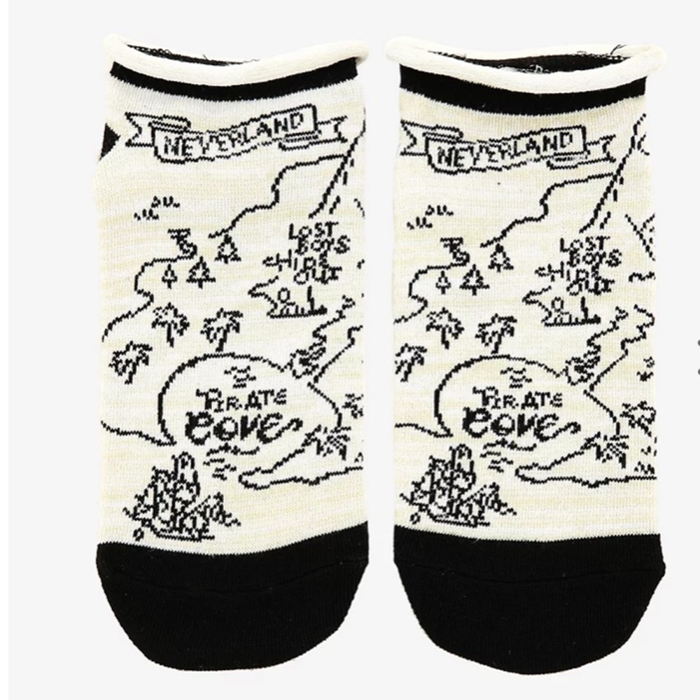 2/$12 Disney Peter Pan Never Land Map Socks Hot Topic